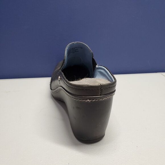 Rockport Wedge Mules Clogs Womens Size 7.5 Black Leather Square‎ Toe Slip On - Picture 11 of 15